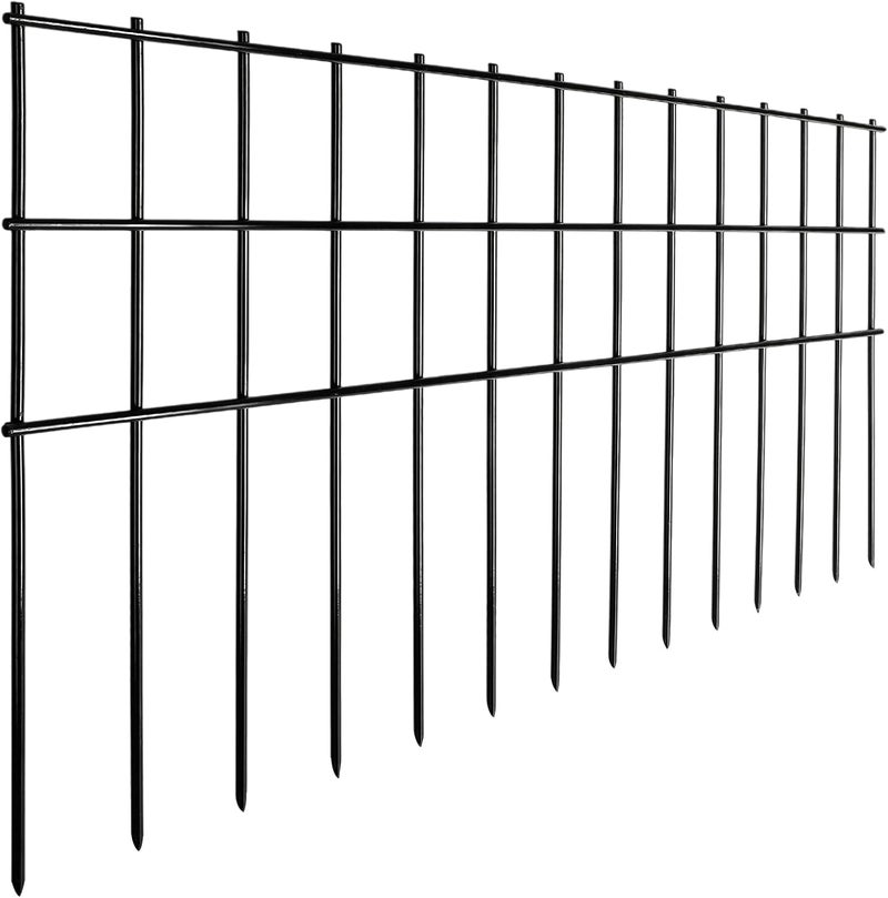 Getlay Animal Barrier Fence 25ft(L) x15in(H),10Pack Black No Dig Fence,Anti-Rust Metal Fence for Dog Rabbit,Underground Decorative Garden Fencing, Dog Digging Deterrent for Outdoor Yard Patio - Image 1